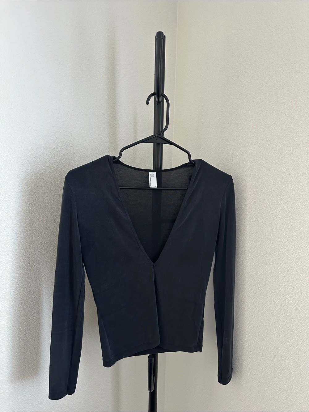 American Apparel Black Deep V-Neck Long Sleeve Top
